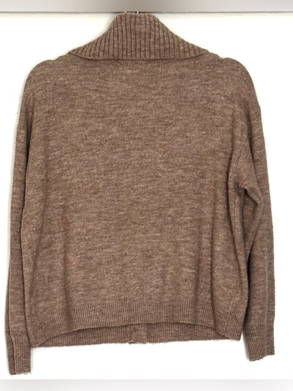 LOFT Petite Wide Collared Sweater Jacket Heather Taupe Size LP - Picture 3 of 5